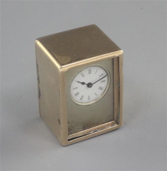 An Edwardian 9ct gold cased miniature timepiece by Charles & George Asprey, 38mm.